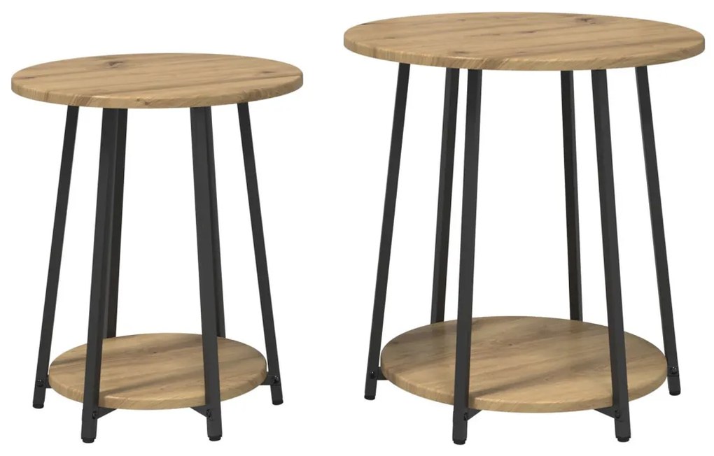 Kisasztal készlet polcokkal 2 pcs Artisan tölgy és fekete