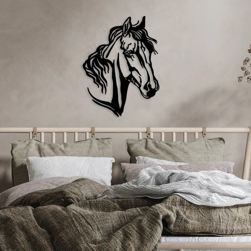 Horse fém fali dekoráció, 43×56 cm