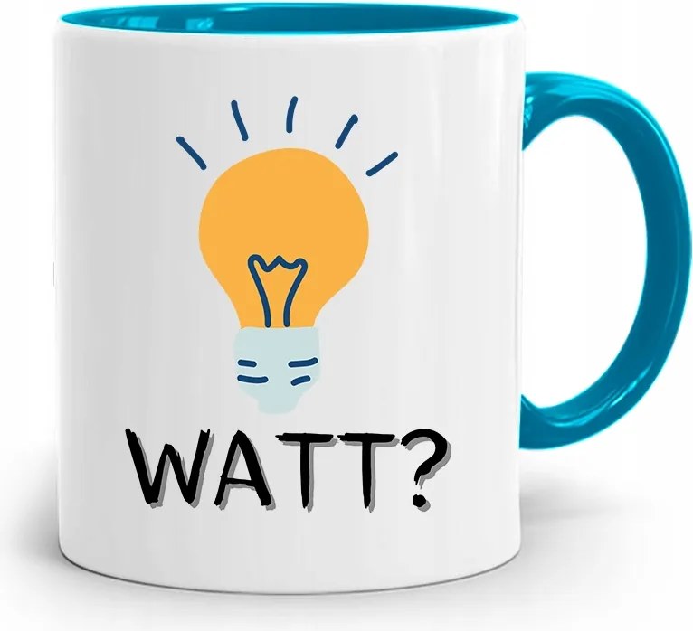 Kék Bögre Ajándék Villanyszerelőnek Watt Izzó? fényképes nyomtatással