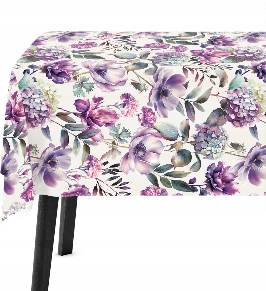 Abrosz asztalra 140x220 Dekoratív Matt Virágok Lila Különböző Minták 9880