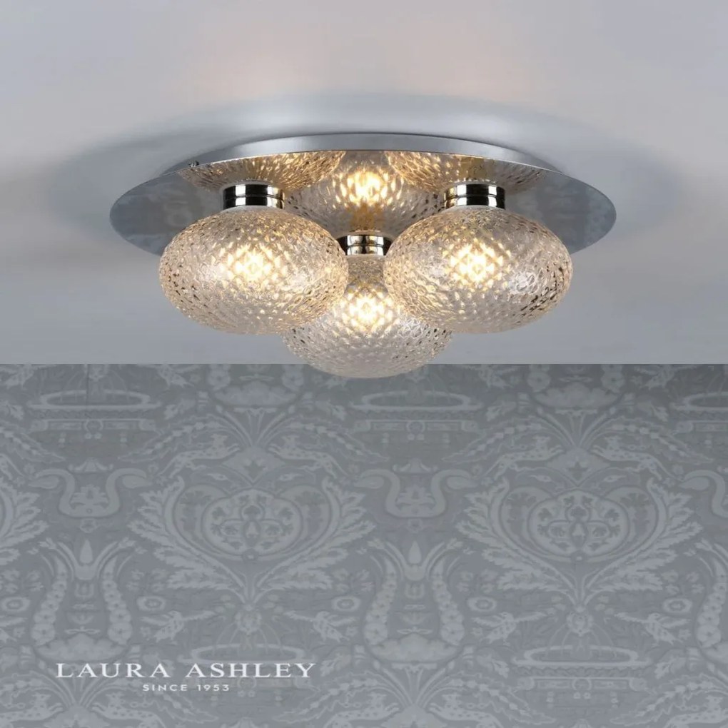 LAURA ASHLEY 3756047-Q PRAGA Modern Mennyezeti Lámpa Fehér, Csiszolt Króm G9 IP44