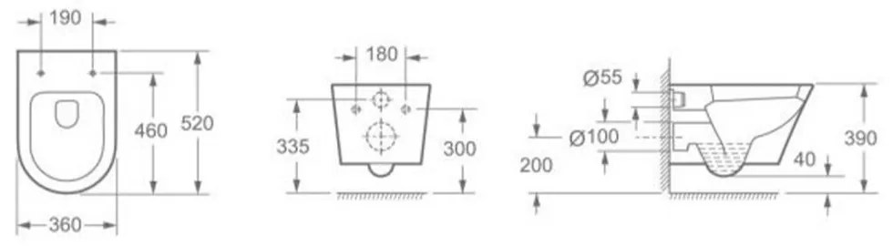 Clement Black fali Rimless WC, matt fekete