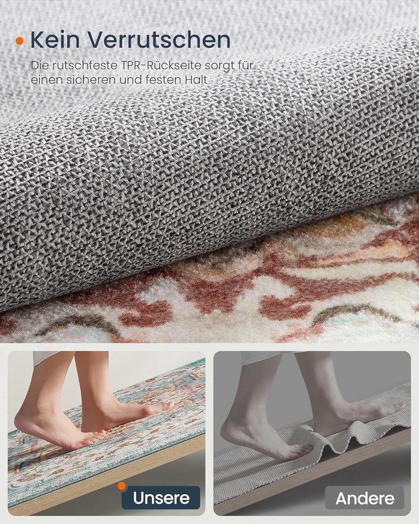 Vintage stílusú, gépben mosható szőnyeg 120 x 170, aqua blue