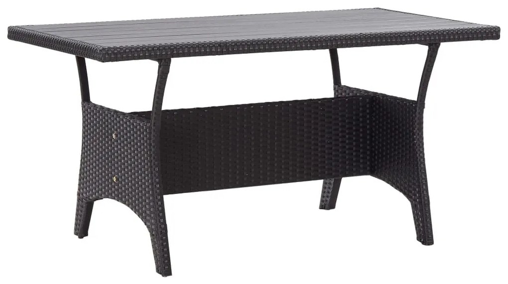 3 részes polyrattan kerti étkezőgarnitúra fekete párnákkal