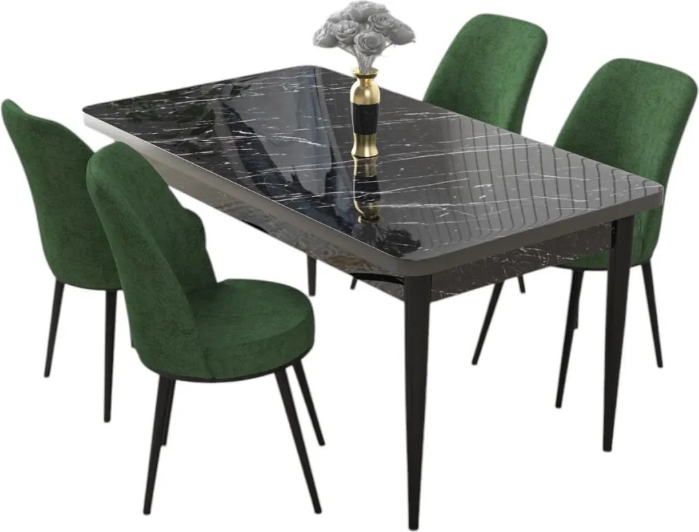 Nil étkezőgarnitúra, fekete márvány-khaki, 110 cm