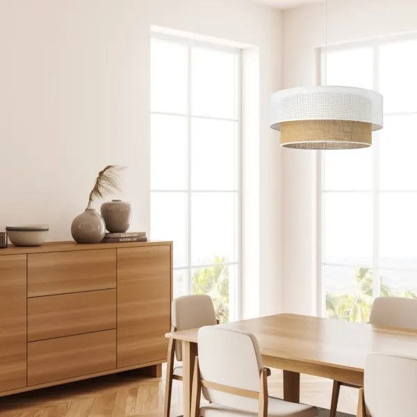 BORHO zsinóros függőlámpa 1xE27/60W/230V fehér/juta