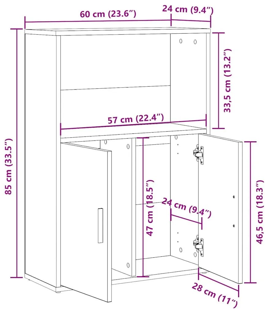 Könyvespolc fekete tölgy 60x24x85 cm Gépesített fa