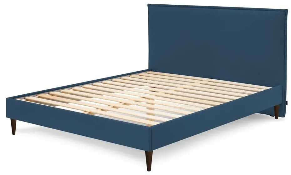 Kék kárpitozott franciaágy ágyráccsal 160x200 cm Sary – Bobochic Paris