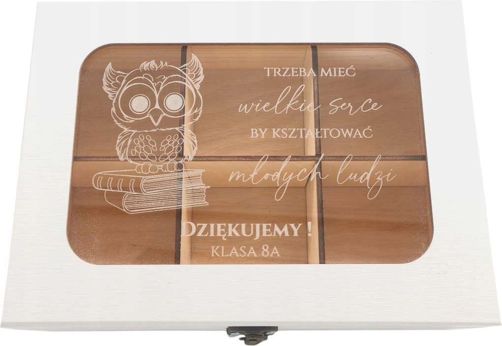 Teáskanna Fehér teásdoboz Pedagógusnak Köszönetajándék