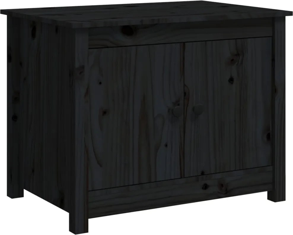 vidaXL fekete tömör fenyőfa dohányzóasztal 71 x 49 x 55 cm
