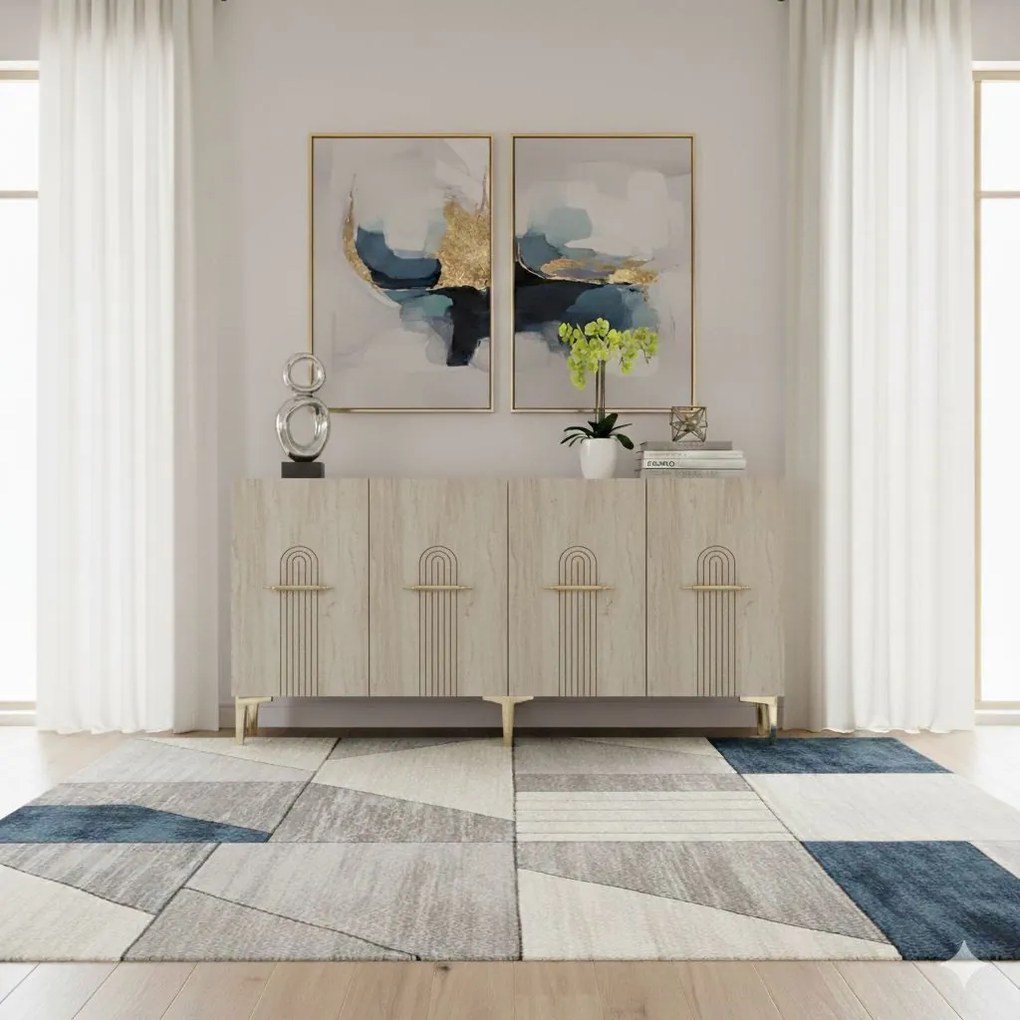 Ida 150 - White, Travertine, Gold
