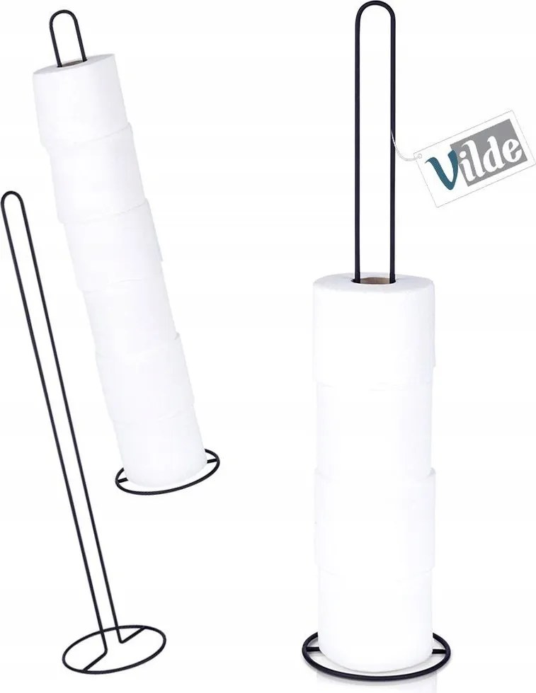 Wc-papír Tartó Állvány fürdőszobai papír tekercs fém fekete padló
