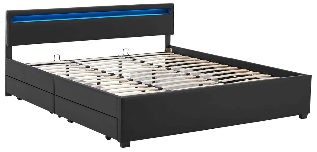 Deuba Kárpitozott ágy Lyon 140 x 200 cm - fekete