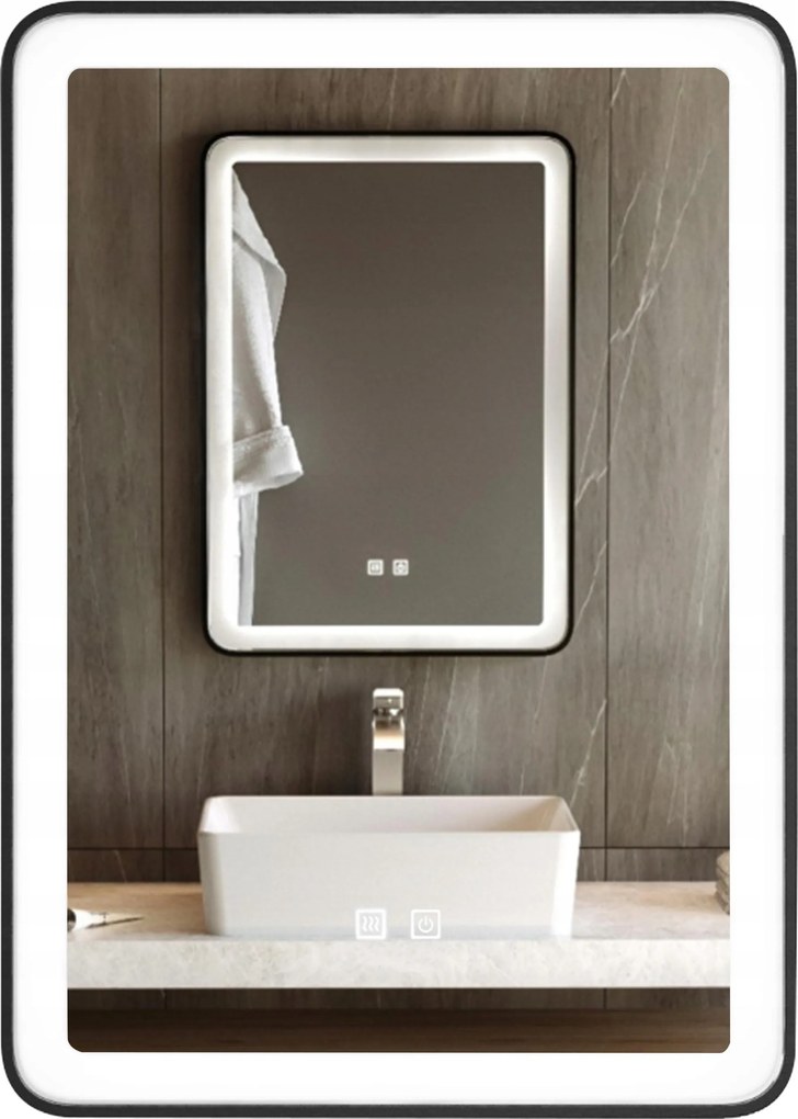 Téglalap alakú megvilágított energiatakarékos Led tükör 50x70 Coma