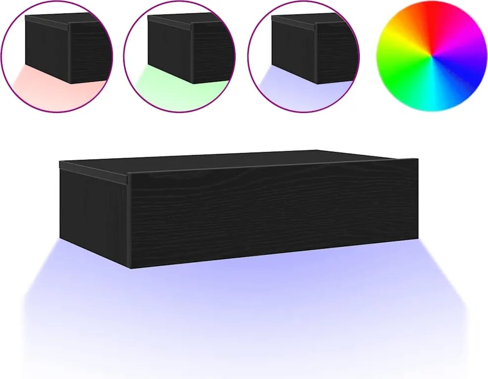 vidaXL 2 db fekete tölgyfa TV-szekrény LED lámpákkal 60 x 35 x 15,5 cm