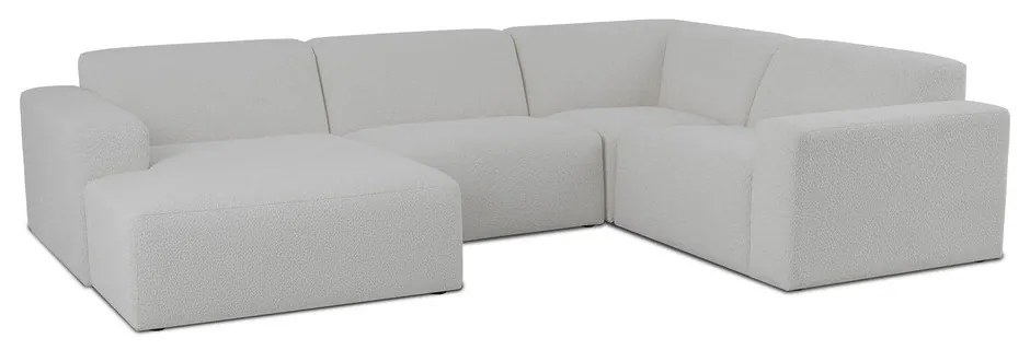 Fehér buklé sarokkanapé (U alakú) Roxy – Scandic