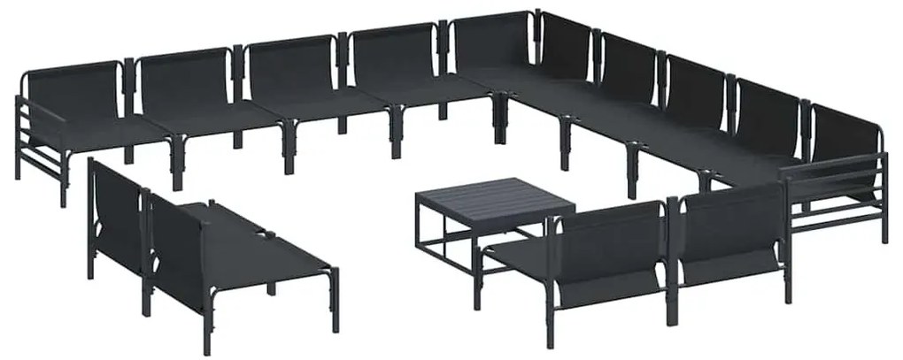 Kerti Kanapé Szett párnával 14 pcs Antracitszürke Acél