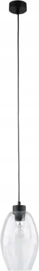 Függő mennyezeti lámpa E27 170cm fekete, átlátszó üveg búrával