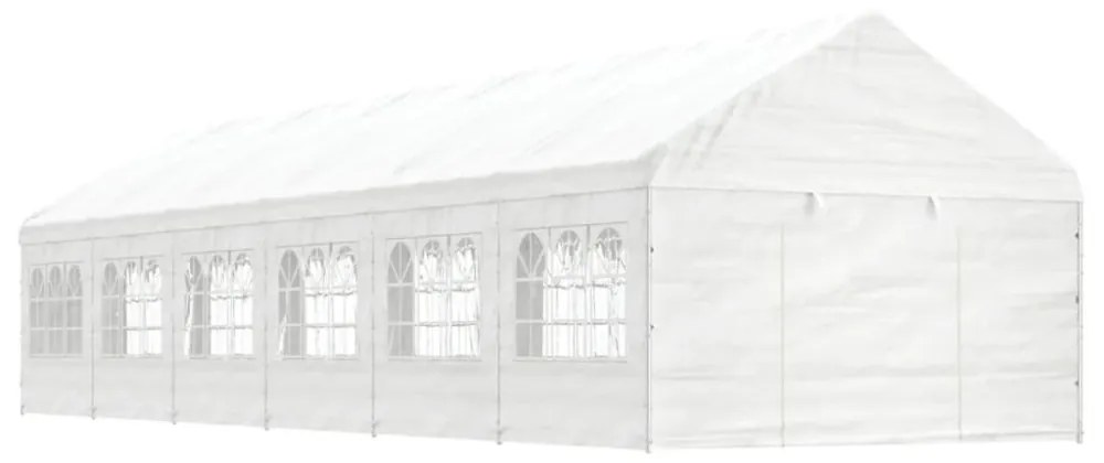 fehér polietilén pavilon tetővel 13,38 x 4,08 x 3,22 m