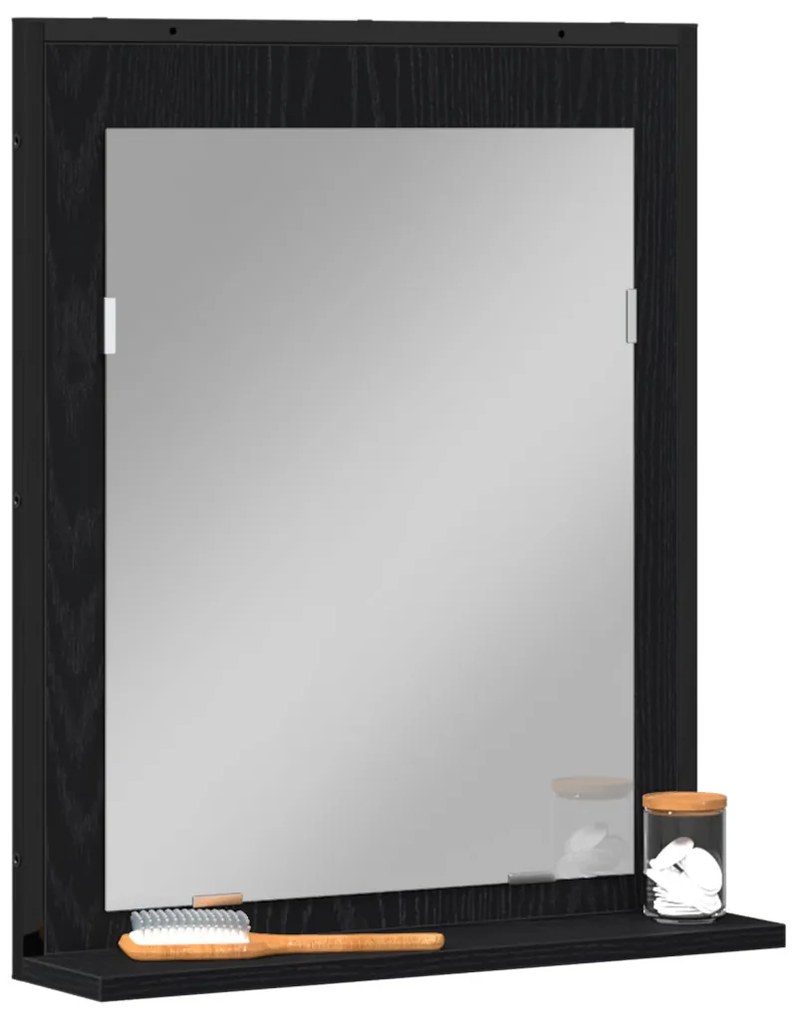 Fürdőszobai Tükör Fekete Tölgy 50x12x60 cm Szerelt Fa
