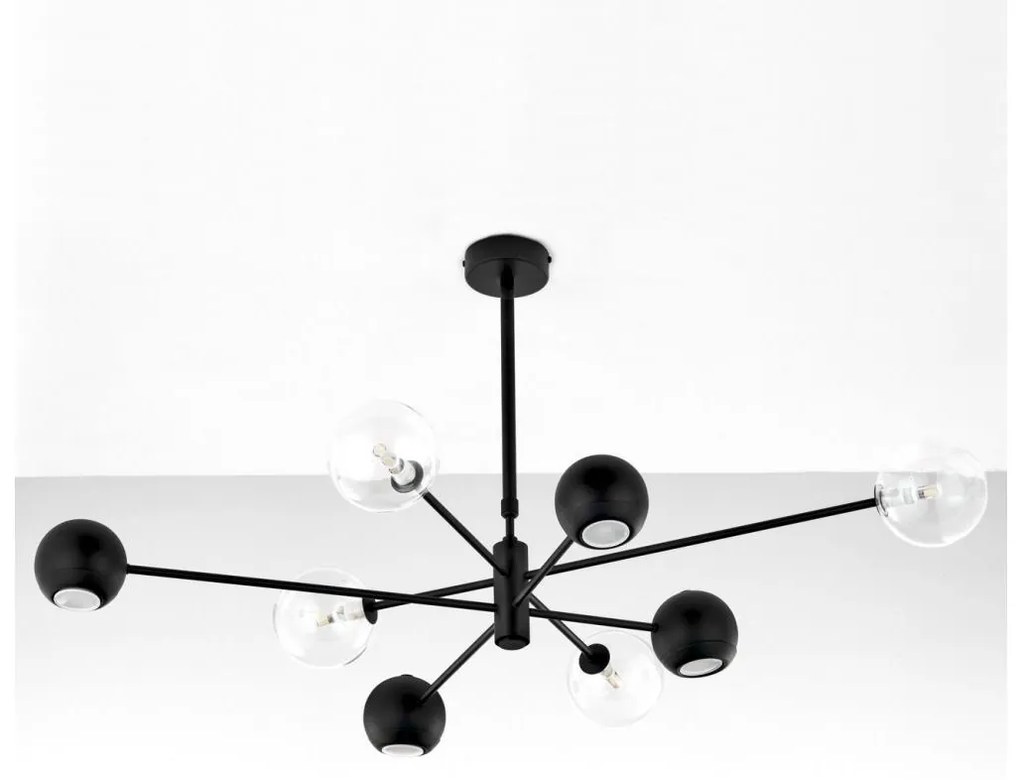 Jupiter 1996 - Csillár rúdon MOKA 4xGU10/10W/230V + 4xG9/10W/230V fekete/átlátszó