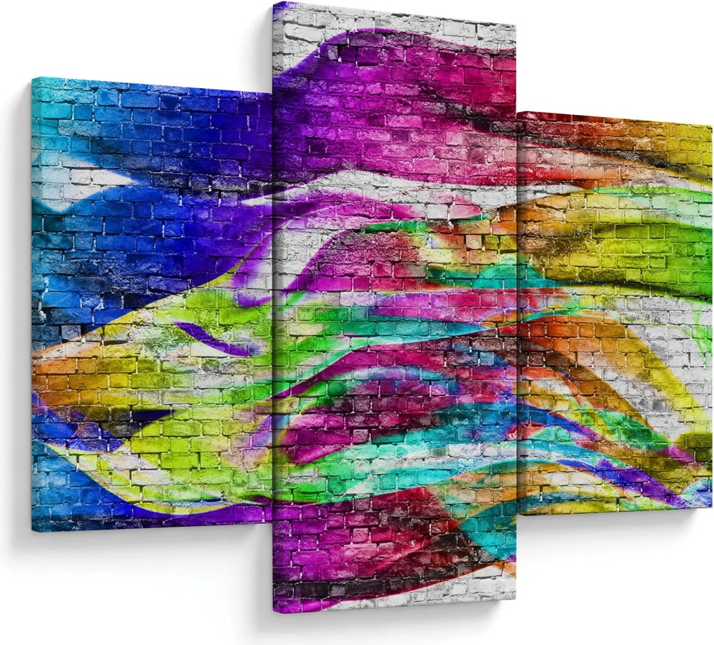 Kép - Téglafal színes lángokkal (90x60 cm)