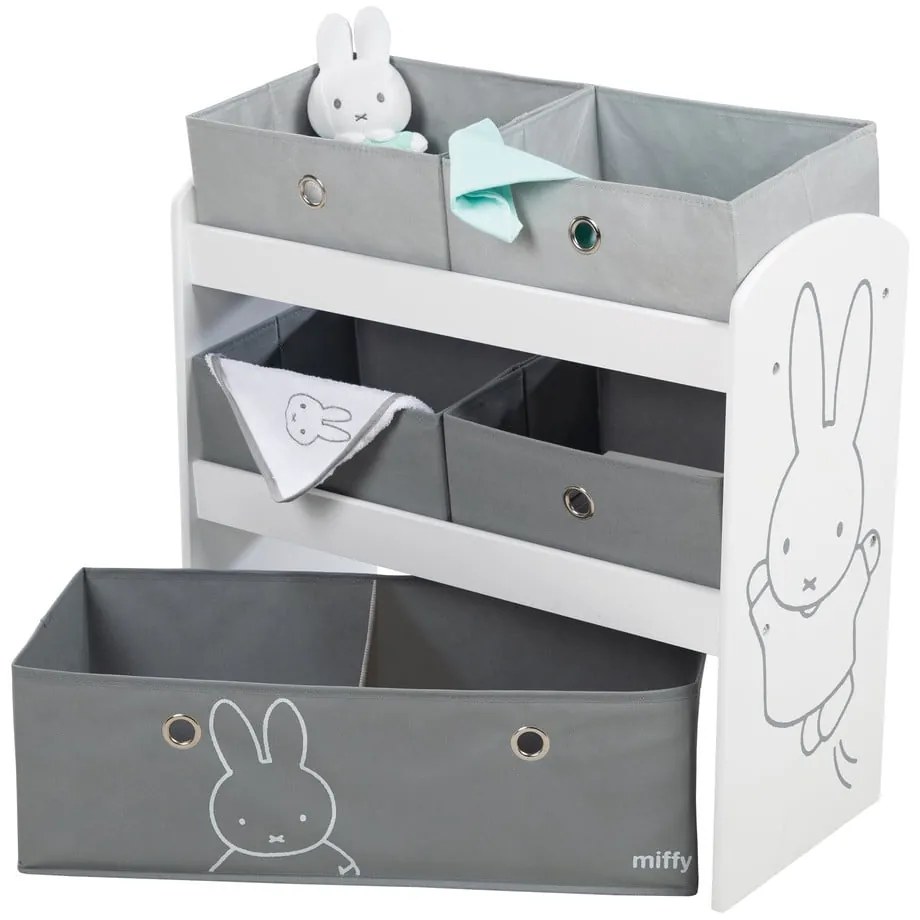 Fehér-szürke játéktároló 63,5x29,5x60 cm Miffy – Roba