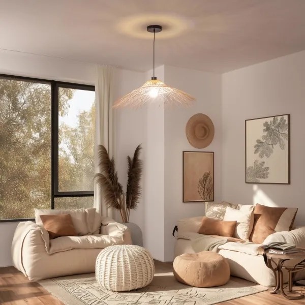 Brilagi - CERIA BOHO LED csillár zsinóron 1xE27/40W/230V átm. 70 cm bambusz