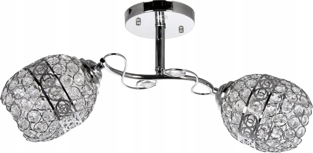 Vízszintes mennyezeti lámpa, krómozott, dekoratív kristály lámpabúrák a hálószobába