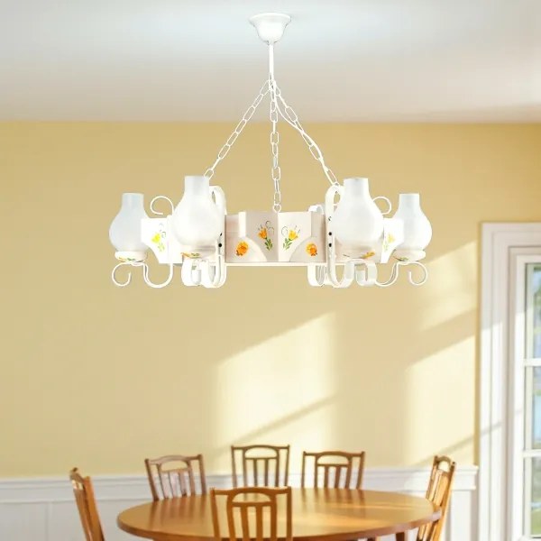 Brilagi - Láncos csillár QUEEN 6xE14/40W/230V bükk/krémszínű