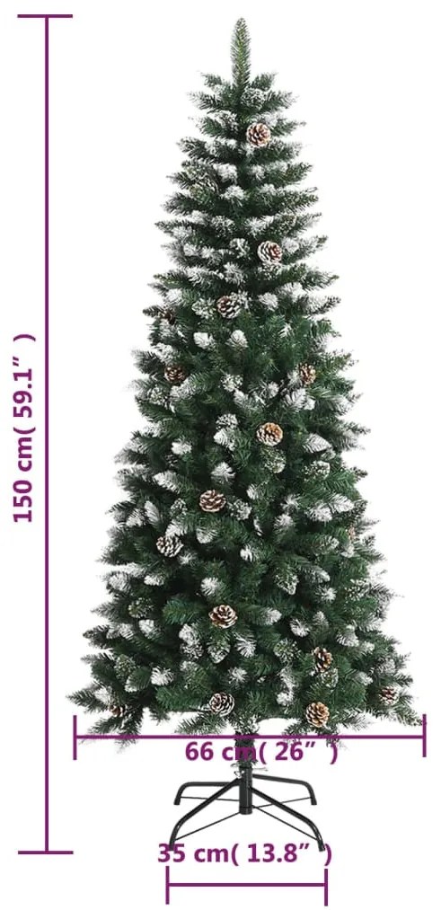 zöld PVC műkarácsonyfa állvánnyal 150 cm