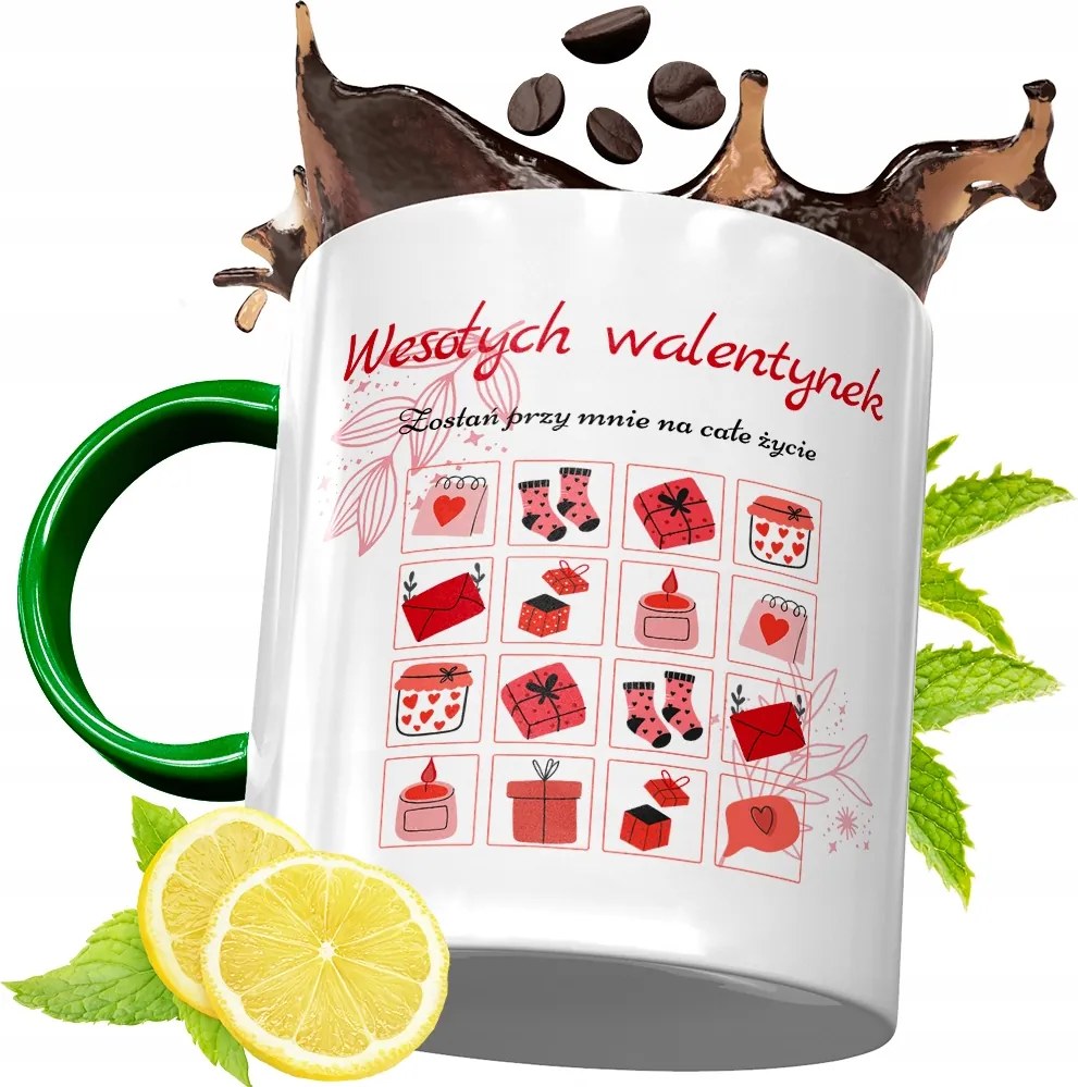 Zöld Bögre Valentin Napra Szerelmeseknek fényképes nyomtatással