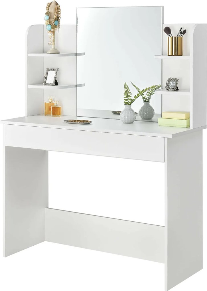 Kozmetikai fésülködőasztal skandináv modern nagy tükör polc Villago