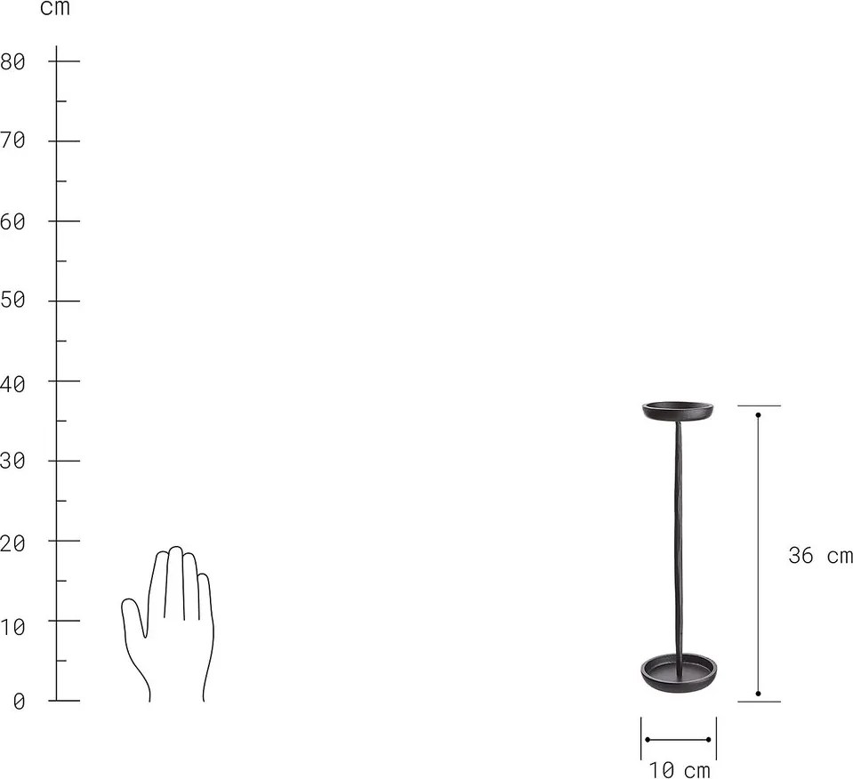 FAROL gyertyatartó, fekete 36cm