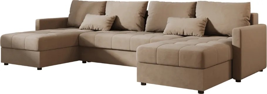 AKCIÓ Kinyitható U alakú VENORIA kanapé 285x146 cm, bézs + 2 díszpárna AJÁNDÉK II. osztály