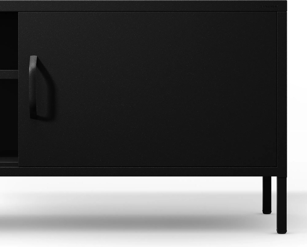 TV-szekrény fém széles XL lábakon fekete, 1700x400x500 mm: ROSARIA