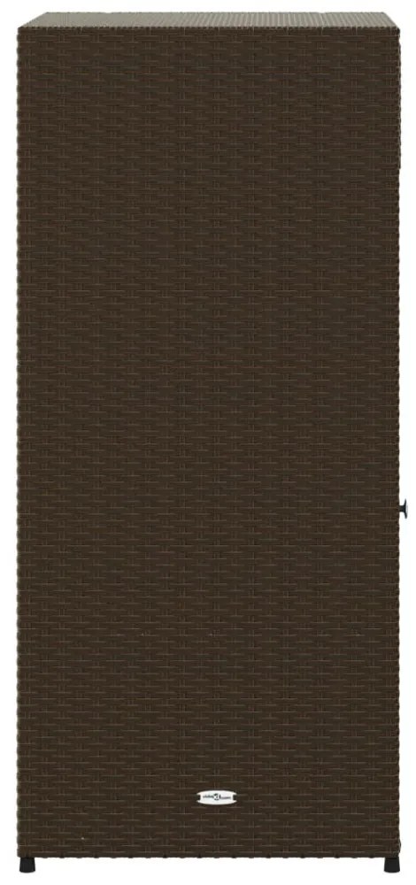 barna polyrattan kerti tárolószekrény 55 x 55 x 111 cm