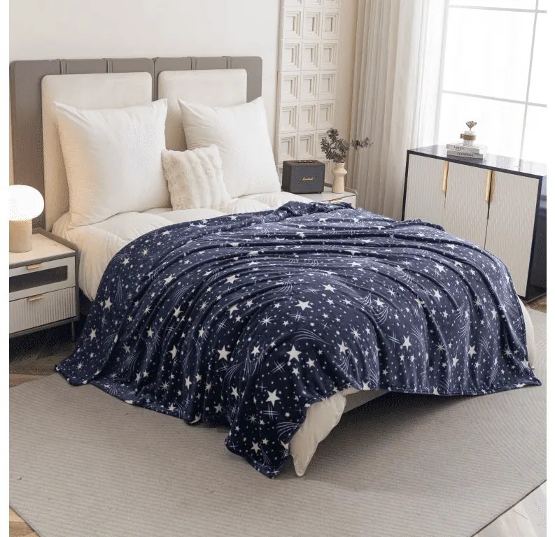 Mikroplüss takaró STARLIGHT, sötétkék Méret: 200 x 220 cm