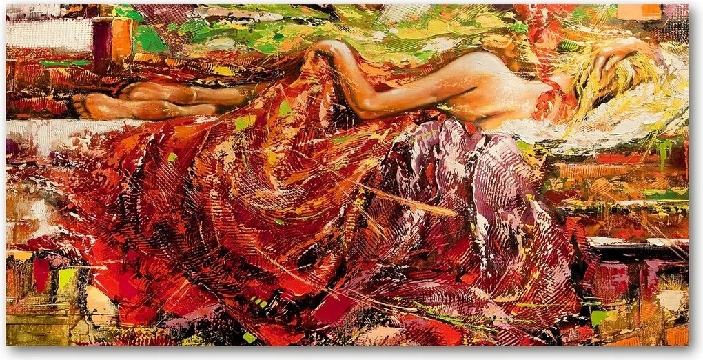 Fotó-kép edzett üveg Alvó nő 140x70