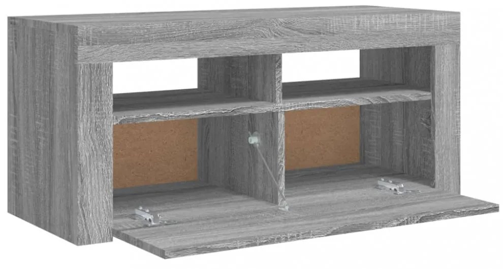 szürke sonoma színű TV-szekrény LED-világítással 90x35x40 cm