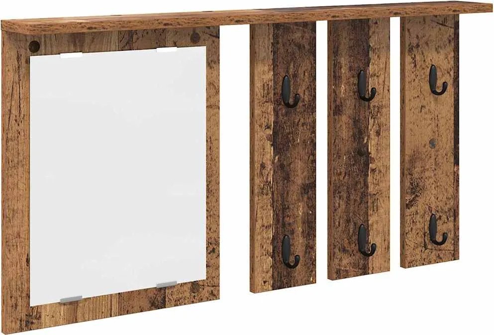 vidaXL Fali Kabáthorog polcokkal Régi fa 85 x 10 x 45 cm Faanyag