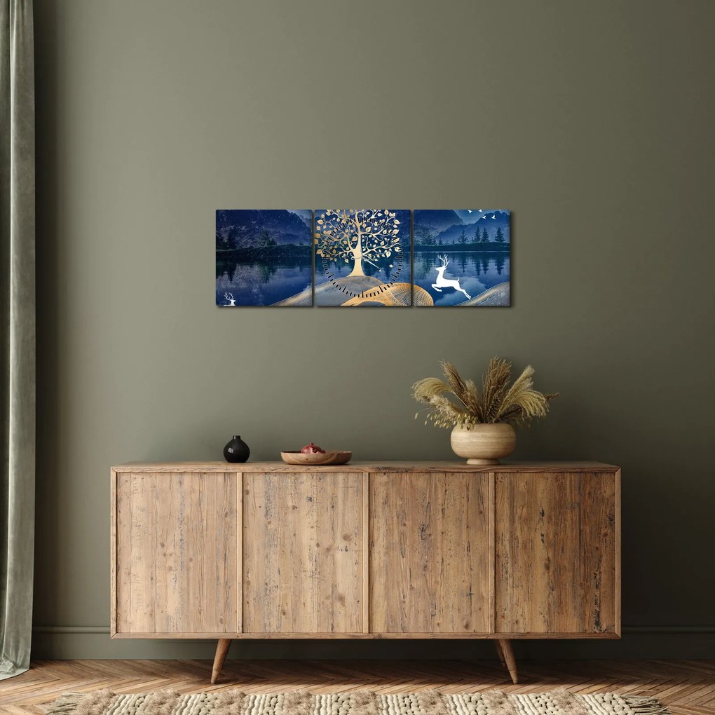 Szarvas képe teliholdkor (órával) (90x30 cm)