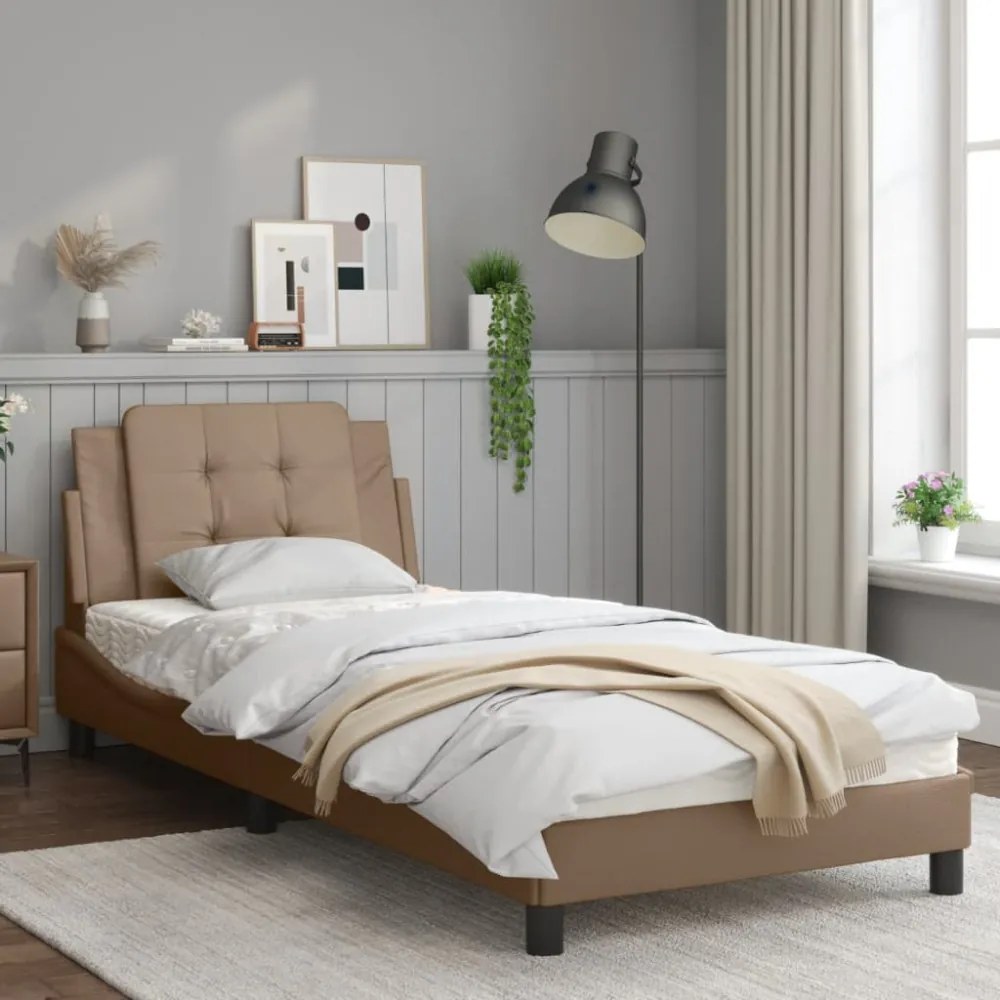 cappuccino színű műbőr ágykeret matrac nélkül Zadar 90 x 200 cm