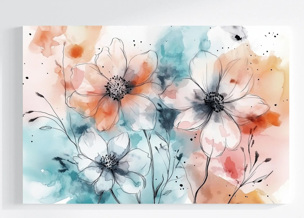 Vászonkép Canvas Grafika Rajz Természet Virágok Tavasz Nyár 120x80