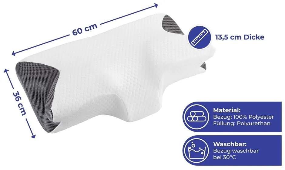 Anatómiai párna memóriahab töltettel 36x60 cm – Maximex