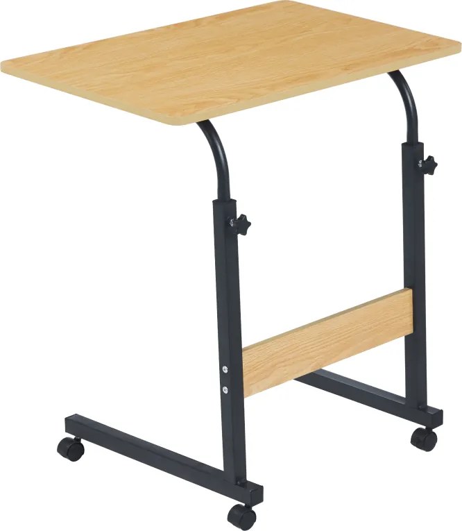 Állítható PC asztal kerekekkel, tölgy/fekete, JUSTUS
