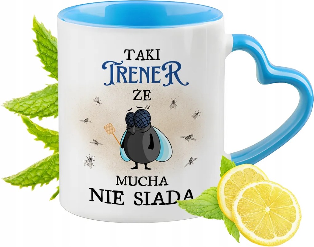 Edzőnek Kék Bögre Szív Alakú Füllel Ajándék