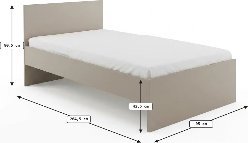 Ágy ELISA 90 x 200 cm, kasmír bézs Ágyrács: Léces ágyrács, Matrac: Matrac nélkül