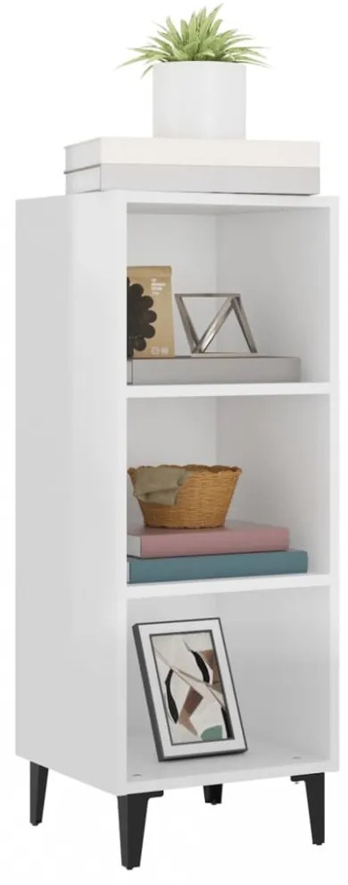 magasfényű fehér szerelt fa tálalószekrény 34,5 x 32,5 x 90 cm