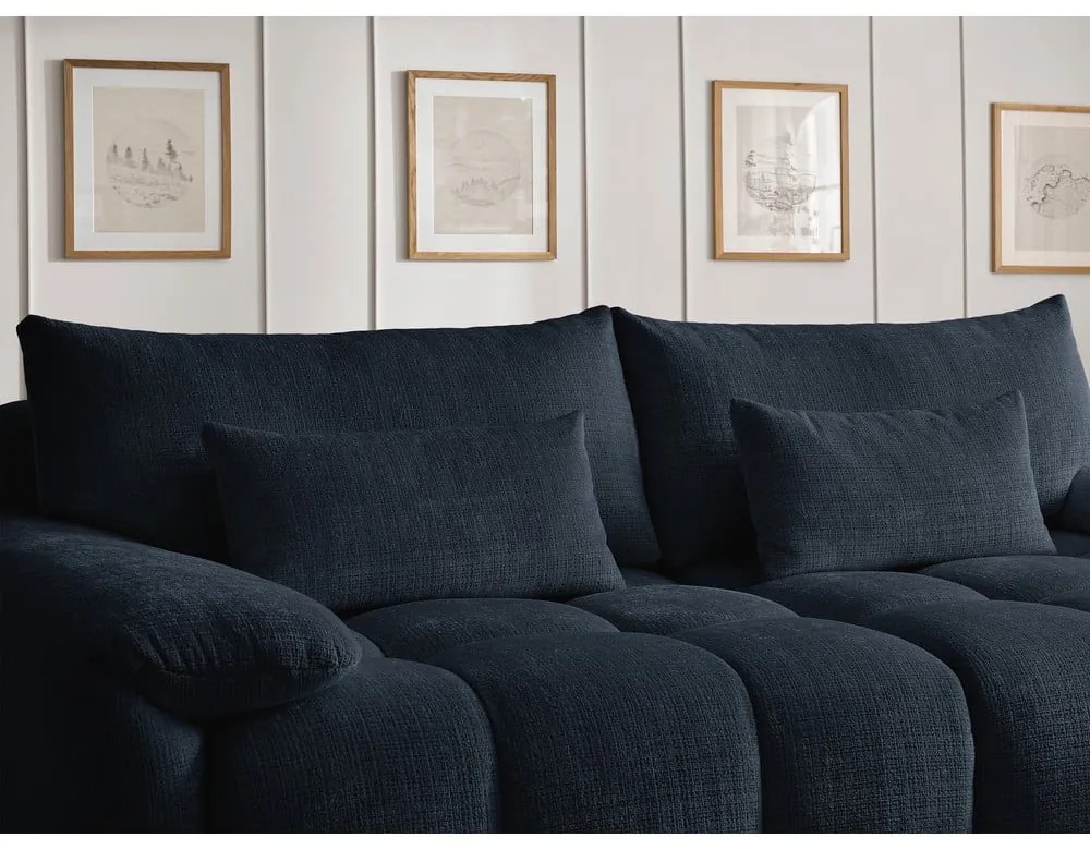 Sötétkék zsenília kanapé 264 cm Ivane – Bobochic Paris